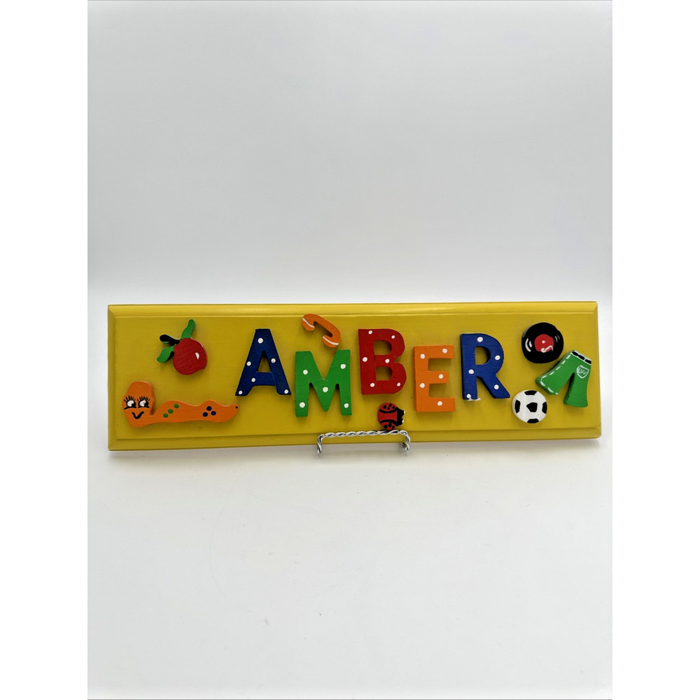 Vintage Childrens Wooden Wall Plaque “Amber”